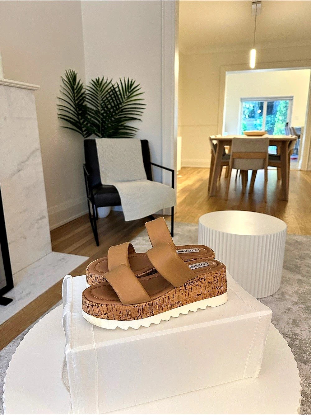 Steve Madden Harmony Cognac Leather Brown Platform Sandals